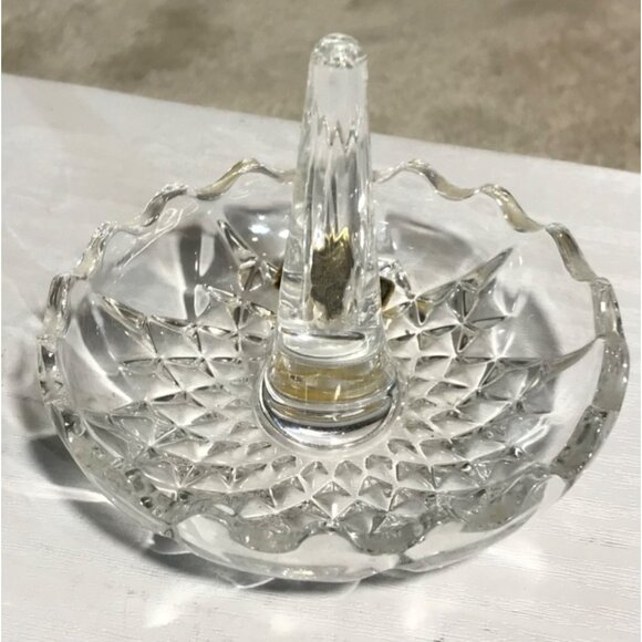 Kristal Zajecar 24 % Lead Crystal Diamond Pattern Ring Holder Dish Yugoslavia - Picture 1 of 6